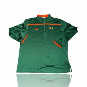 Adidas Miami Hurricanes Men's Green 1/4 Zip Pullover Windbreaker L